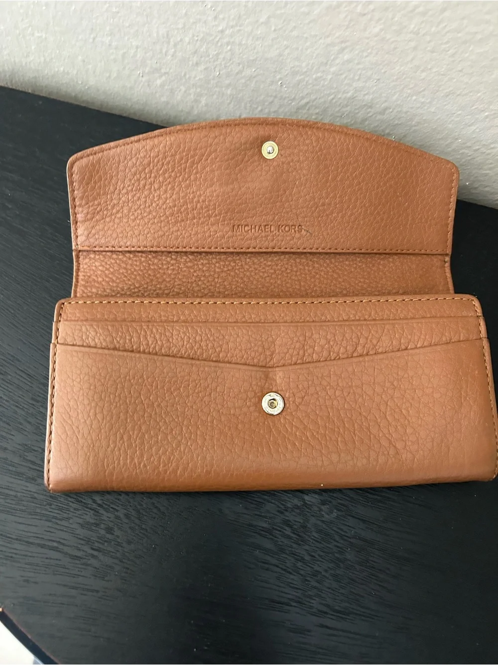 Michael Kors Pink Pebble Zip Wristlet and Brown Continental Wallet Set